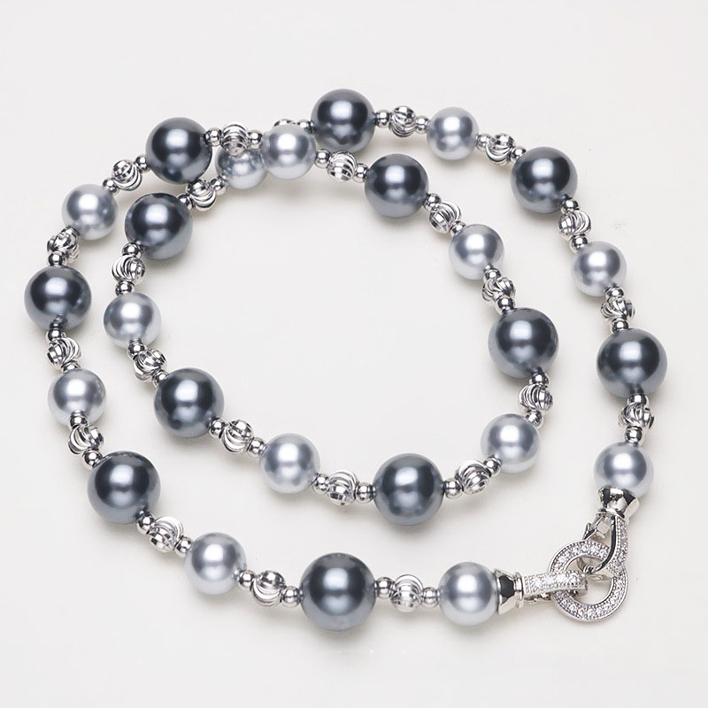 10mm gray bead necklace [44-45cm length]]