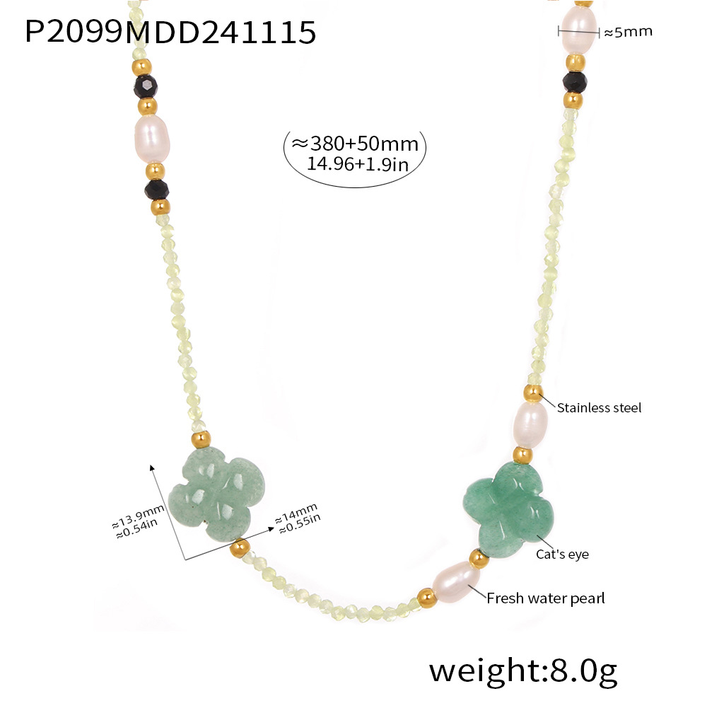 P2099-matcha green freshwater pearl necklace