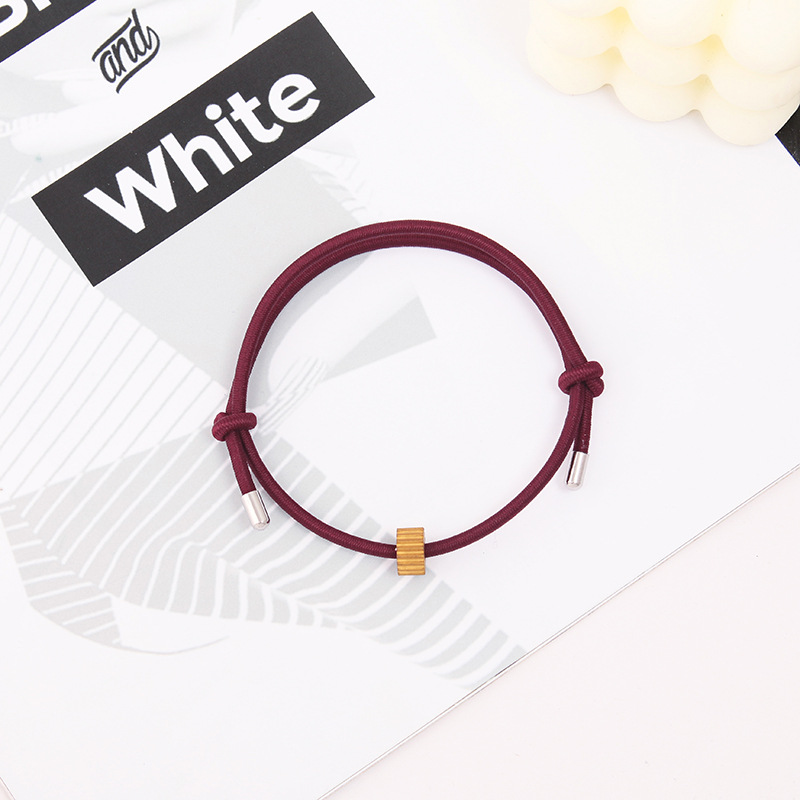 Golden Tungsten Carbide Bracelet Sticky Metal Head Wine Red Rope