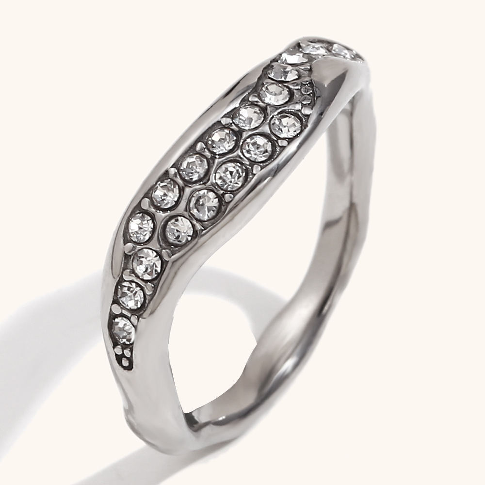 Diamond irregular ring-steel color