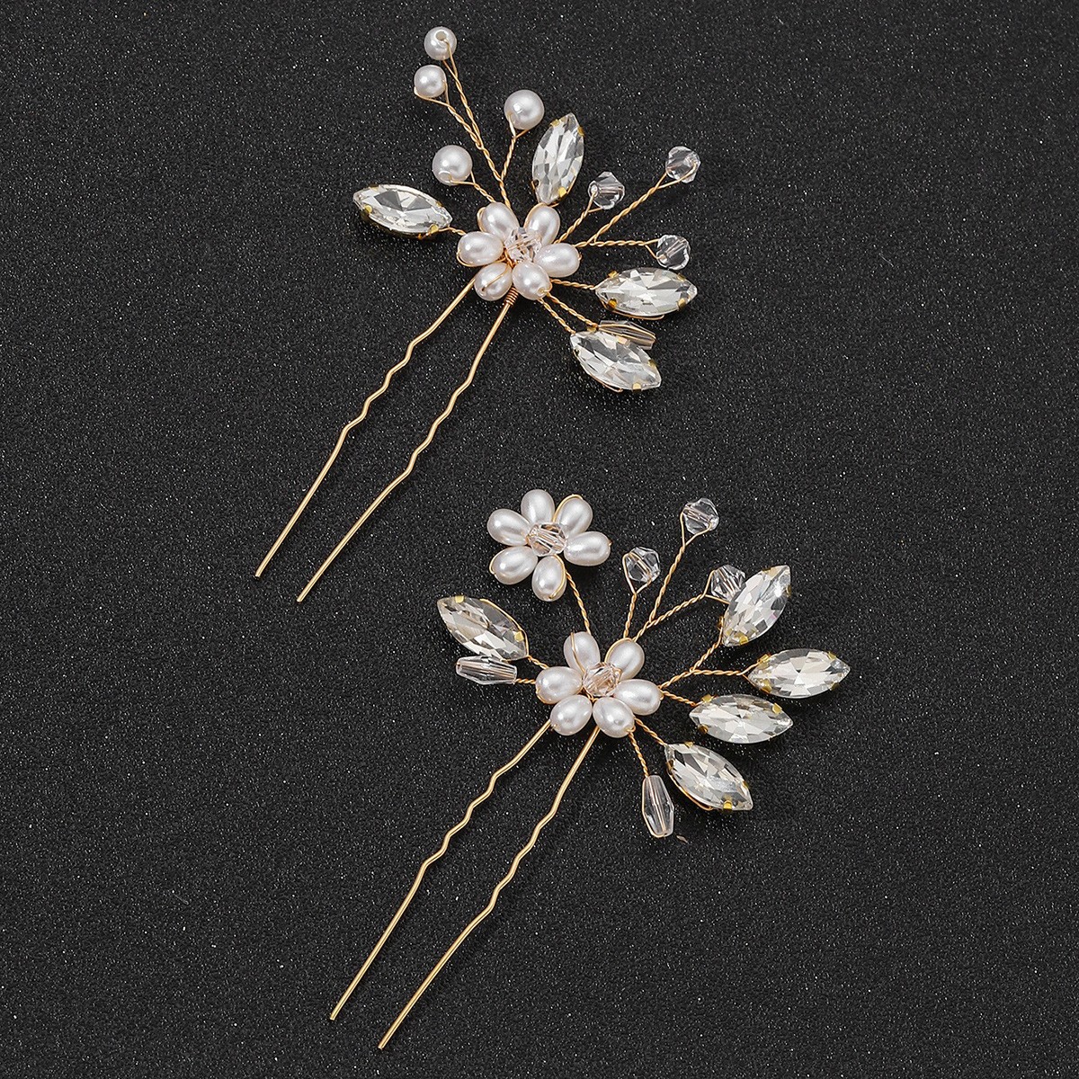 Style 2 pair of golden hairpins