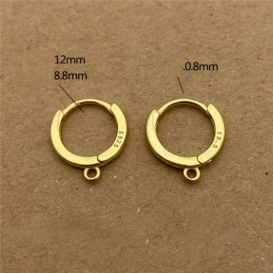 925 Sterling Silver Plated Gold Medium Pair