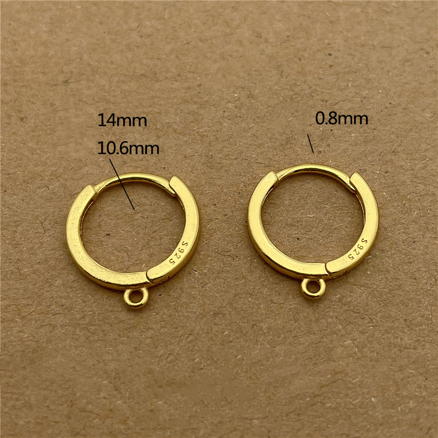 925 Sterling Silver Plated Gold Color Large Pair