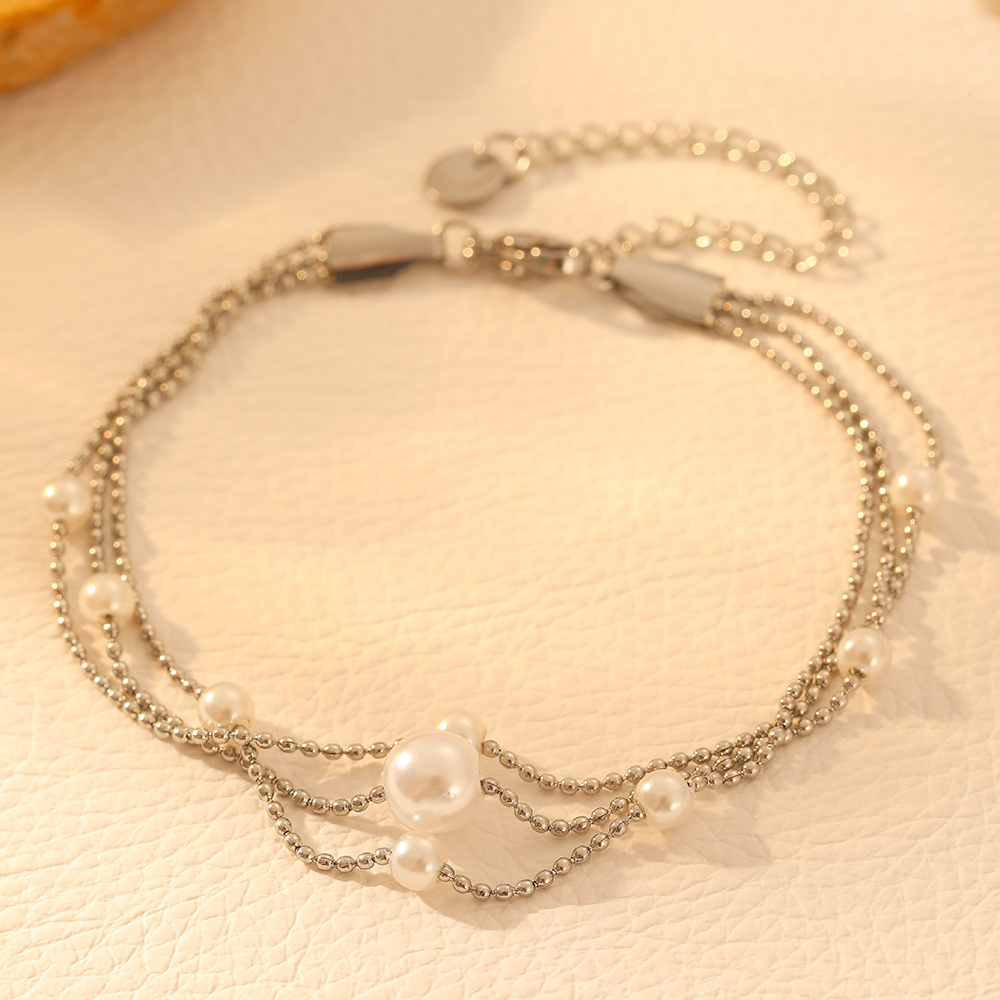 Steel color pearl bracelet