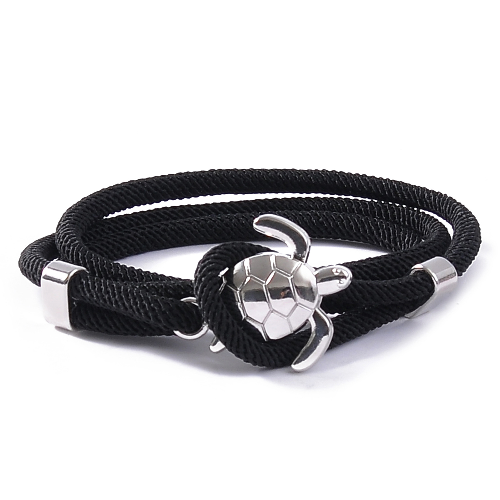 Black rope silver turtle