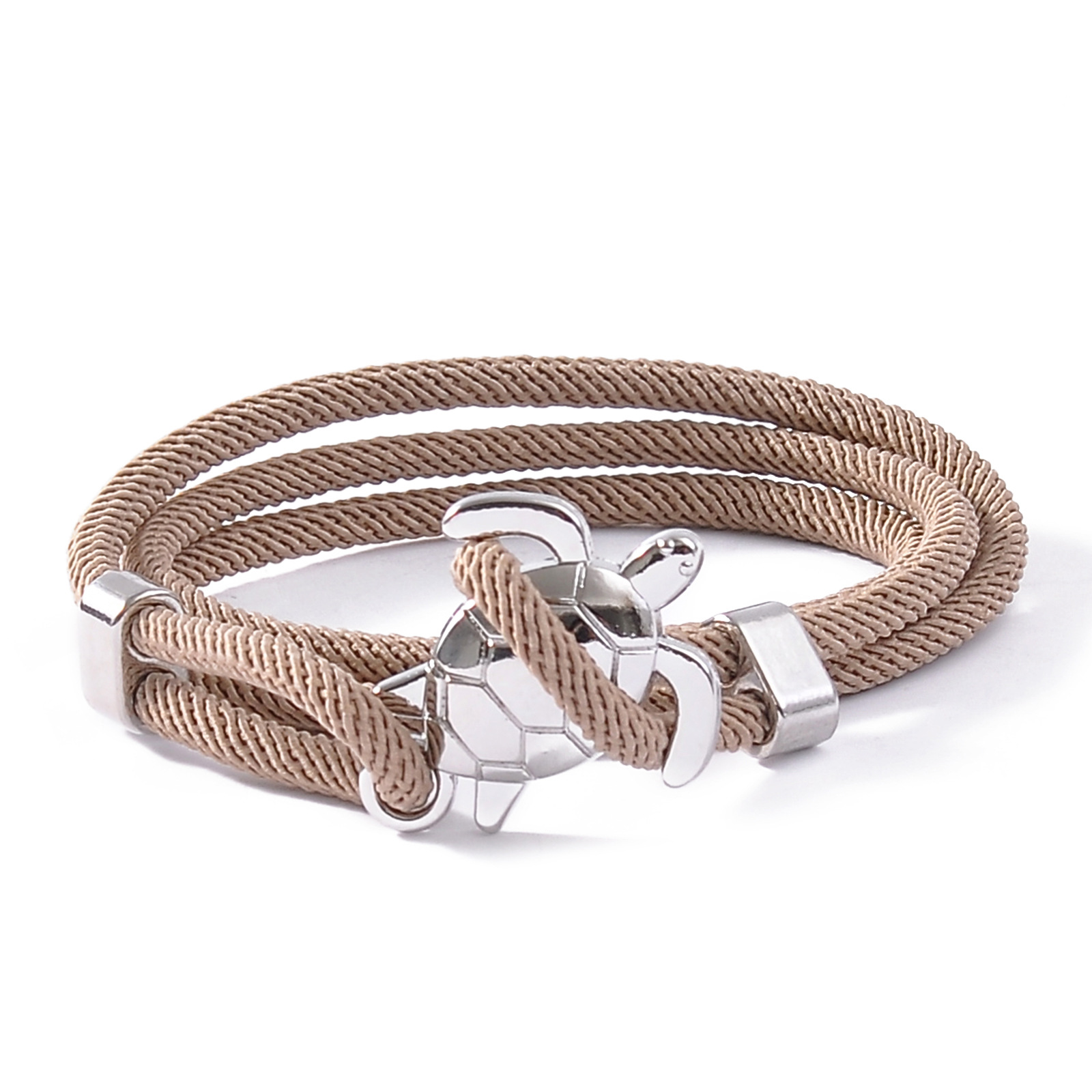 Khaki rope silver turtle