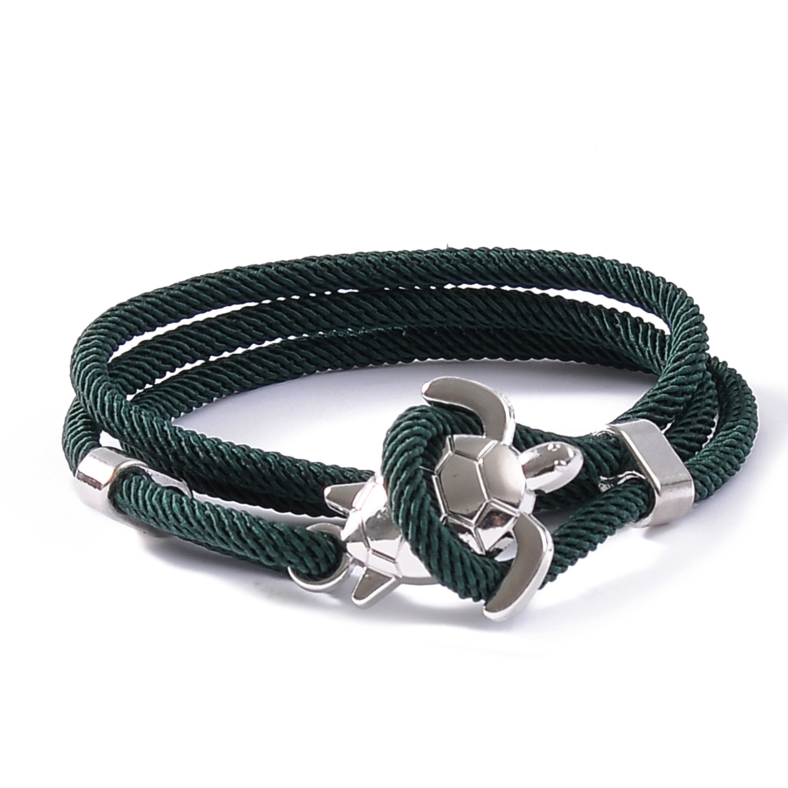 Dark green rope silver turtle