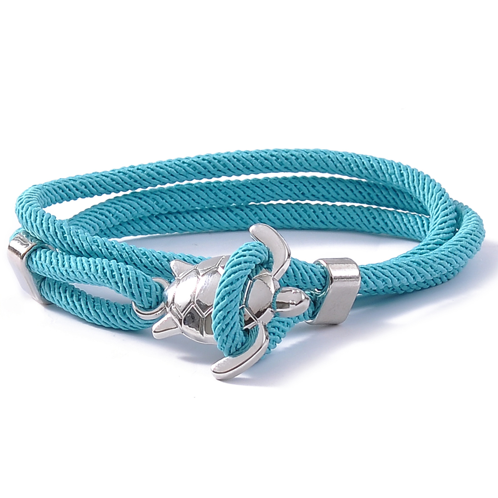 Sky blue rope silver turtle