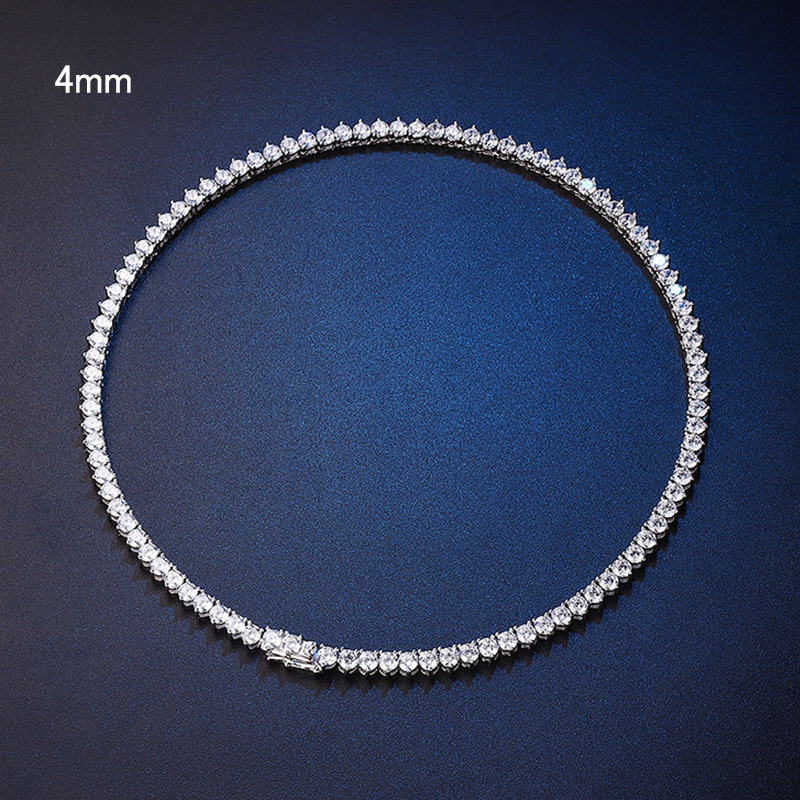 4mm three-claw zircon necklace 14inch