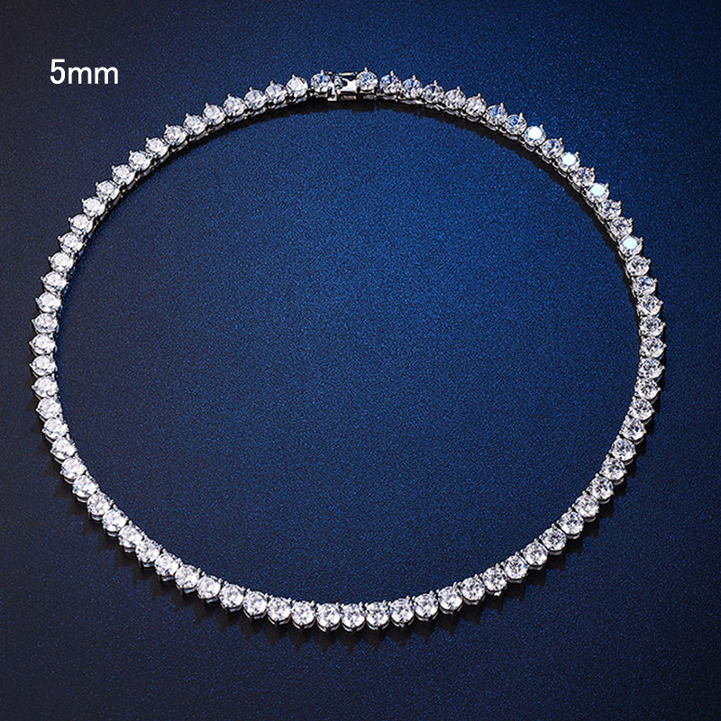 5mm three-claw zircon necklace 22inch