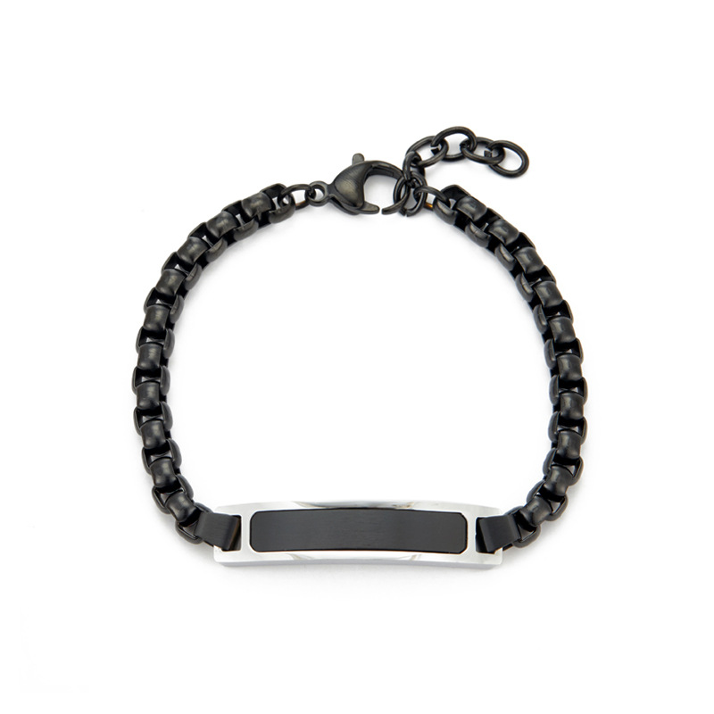 Curved Square Pearl Bracelet-Black