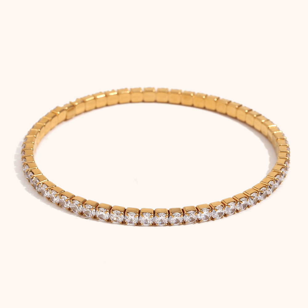 3mm elastic zircon bracelet-gold