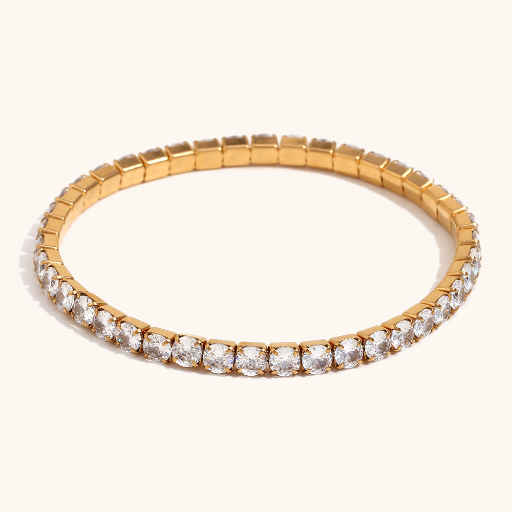 4mm elastic zircon bracelet-gold