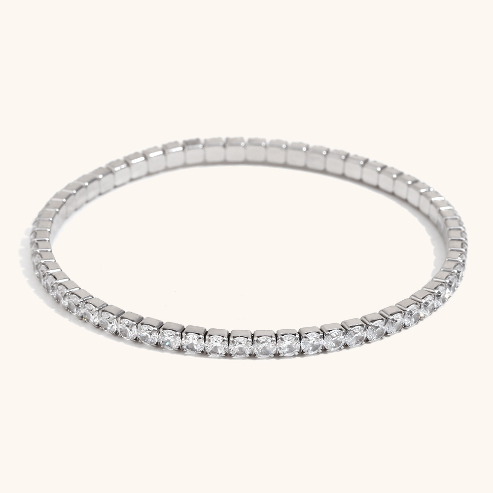 3mm elastic zircon bracelet-steel color