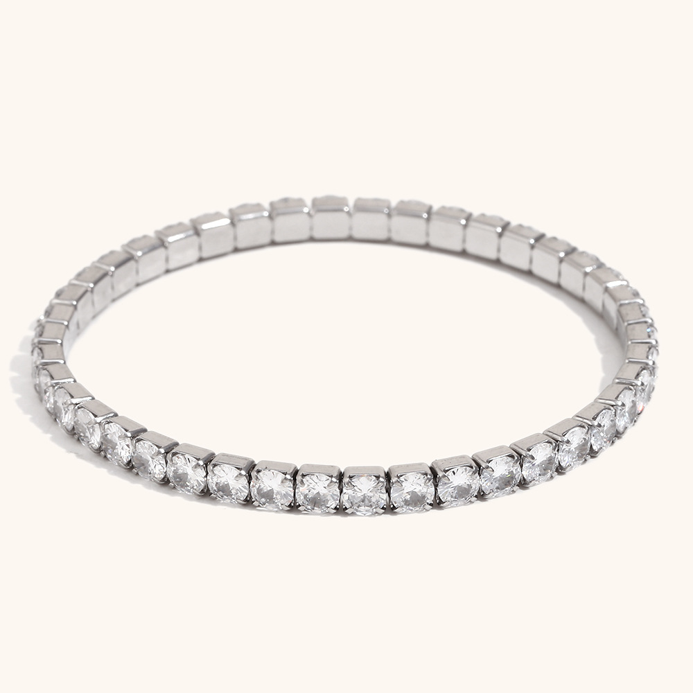 4mm elastic zircon bracelet-steel color