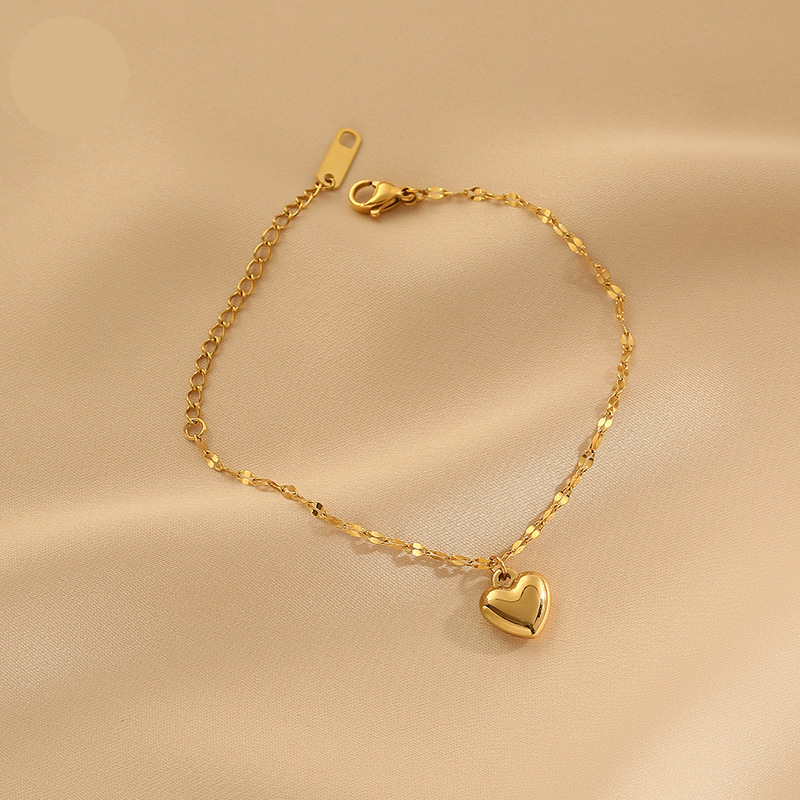 7923 three-dimensional peach heart bracelet gold