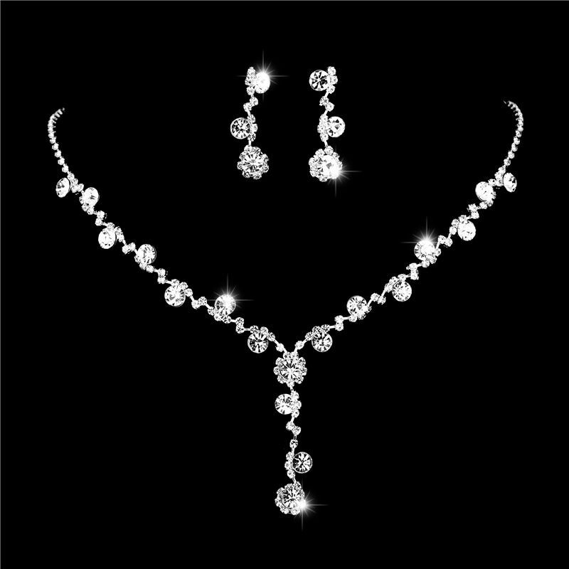 3 rhinestone necklace earring set