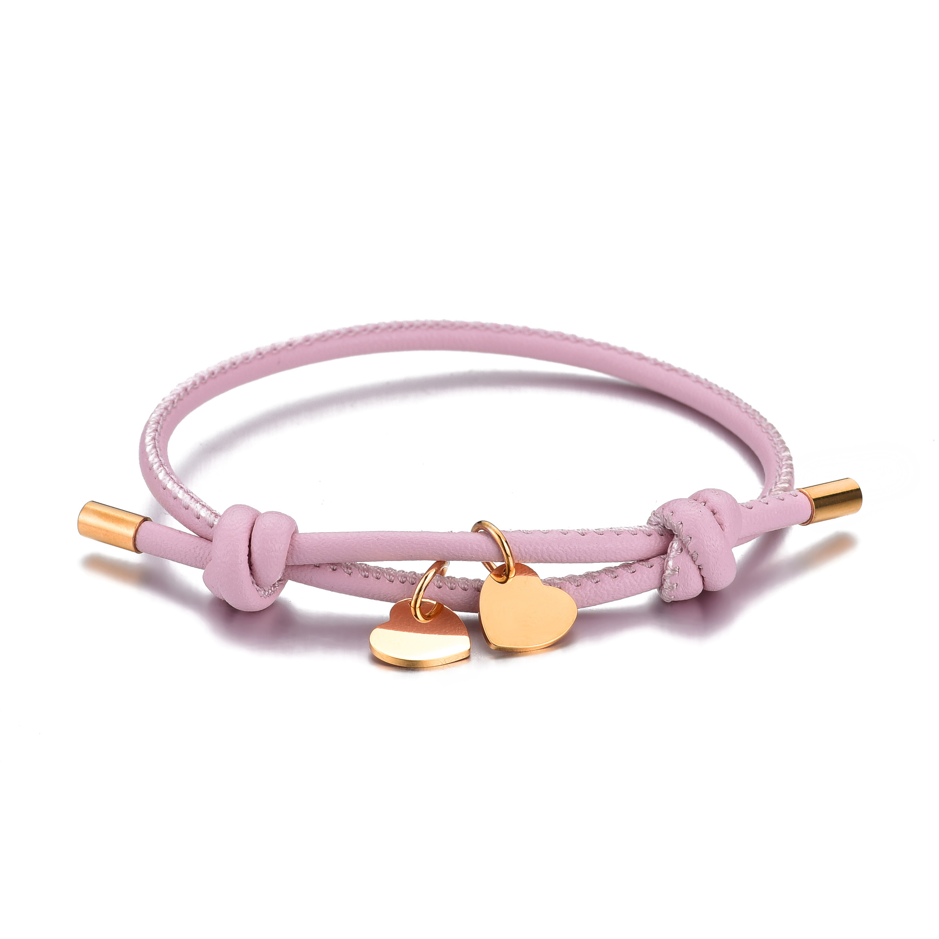 Pink leather rope rose gold Love