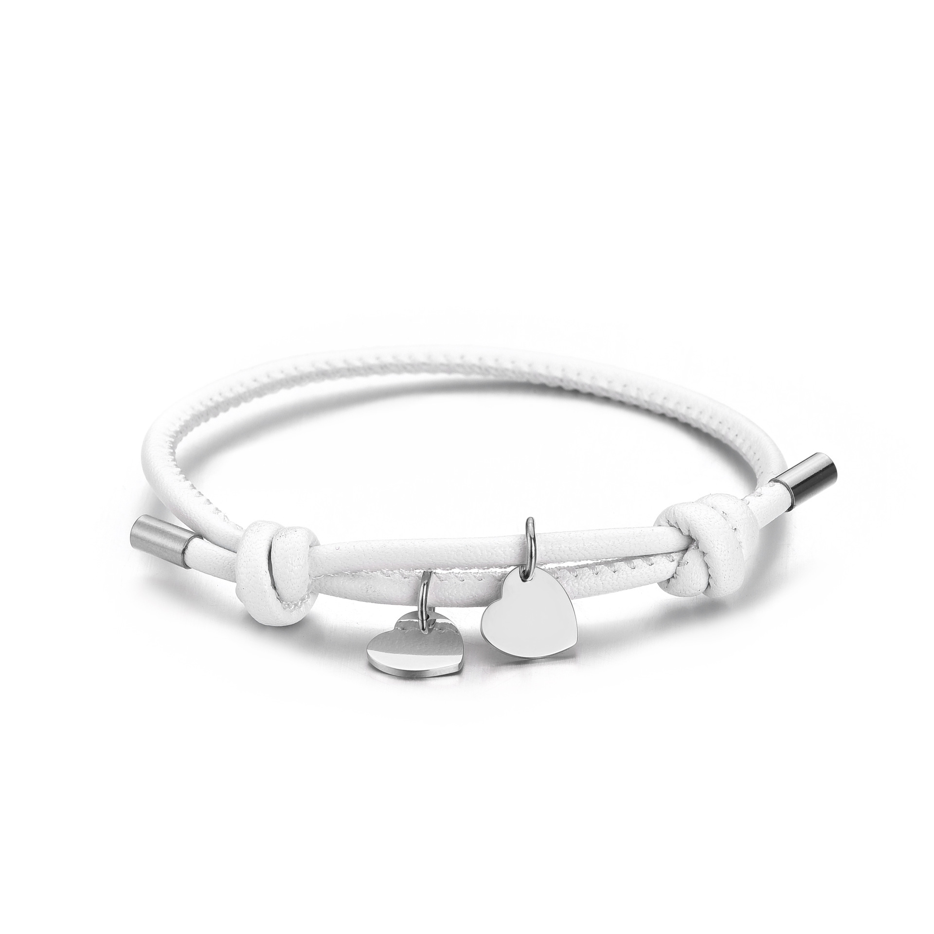 White leather rope silver love