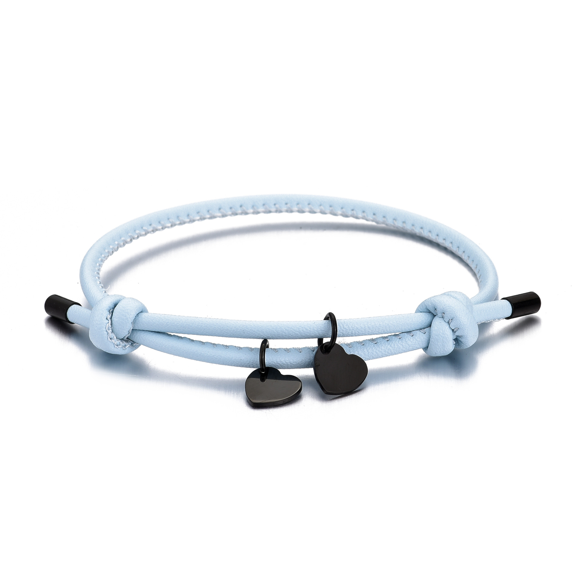 Sky blue leather rope black love