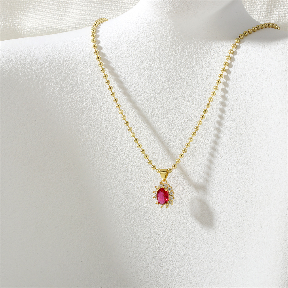 Ne2482-large bead chain-rose red