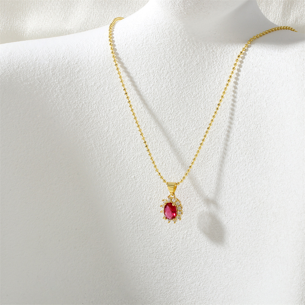 Ne2482-small bead chain-rose red