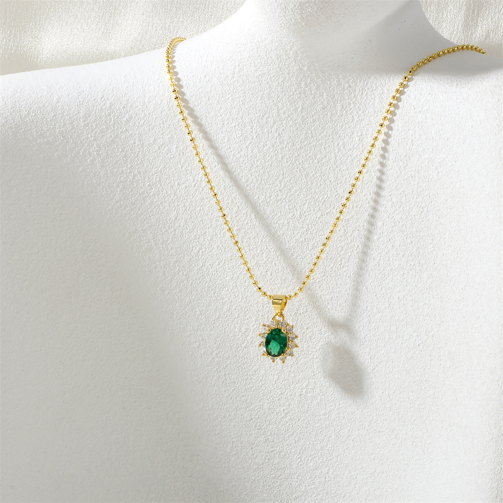 Ne2482-small bead chain-green zirconium