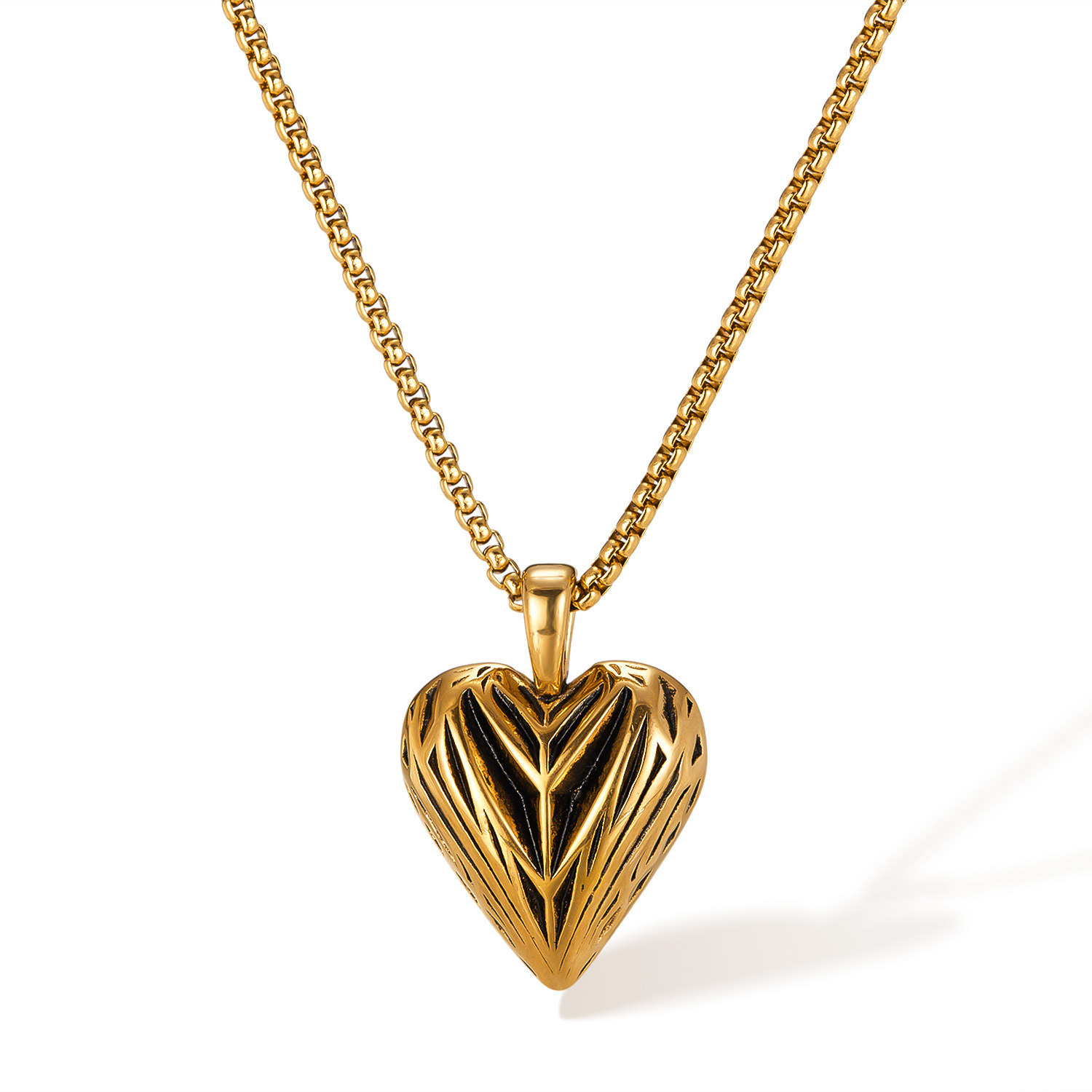 Gx2527- steel necklace gold single pendant