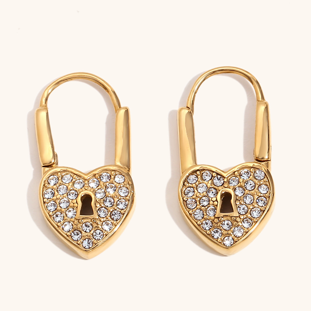 Love small lock earrings-gold