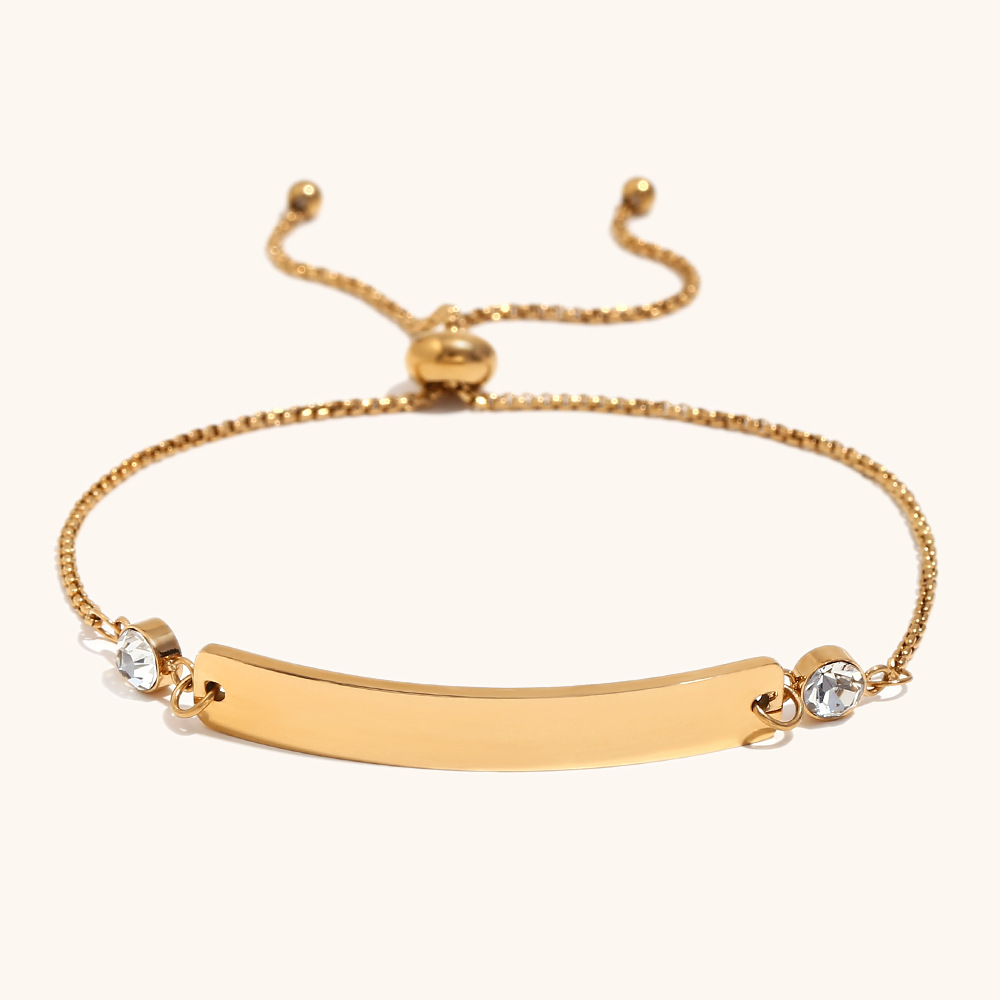 Brand zircon spliced drawstring bracelet-gold