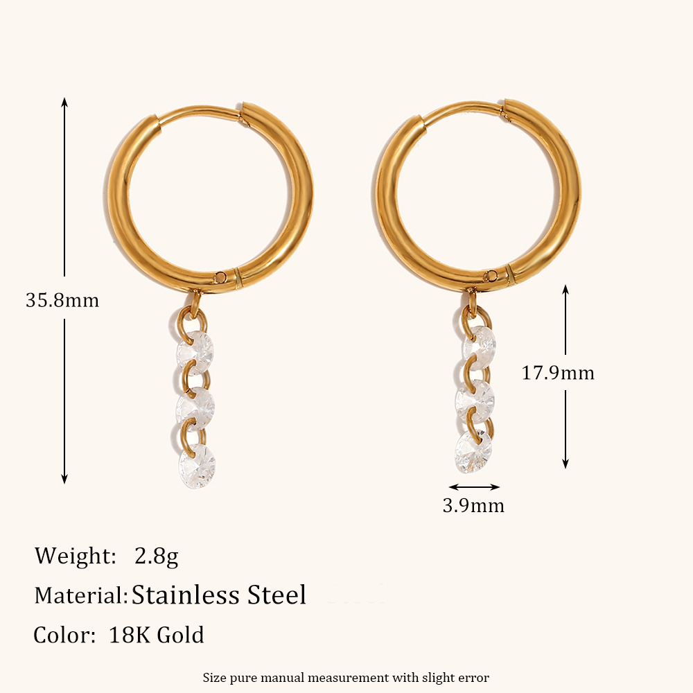 Simple small pendant earrings-gold-1