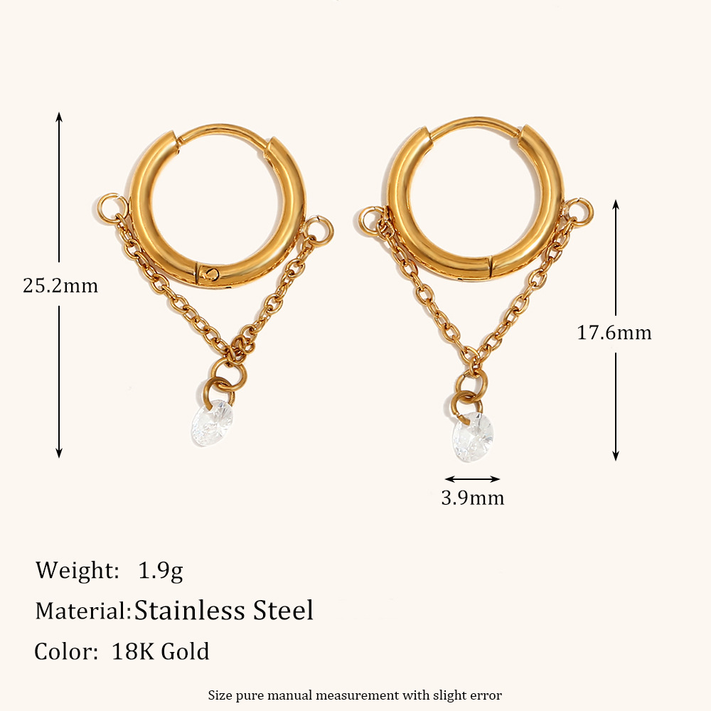 Simple small pendant earrings-gold-2