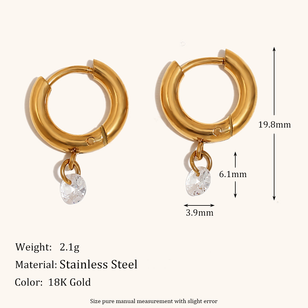 Simple small pendant earrings-gold-3