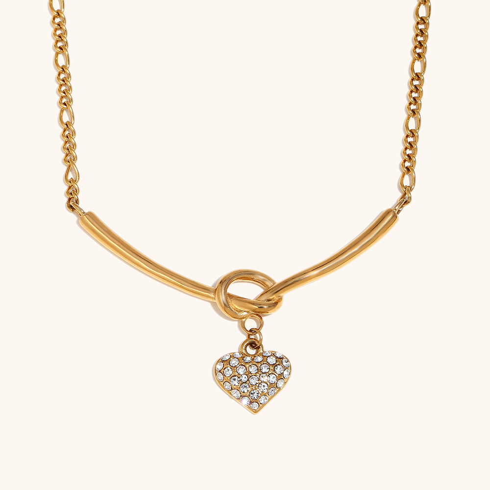 V-shaped knotted pharaoh chain love pendant necklace-gold