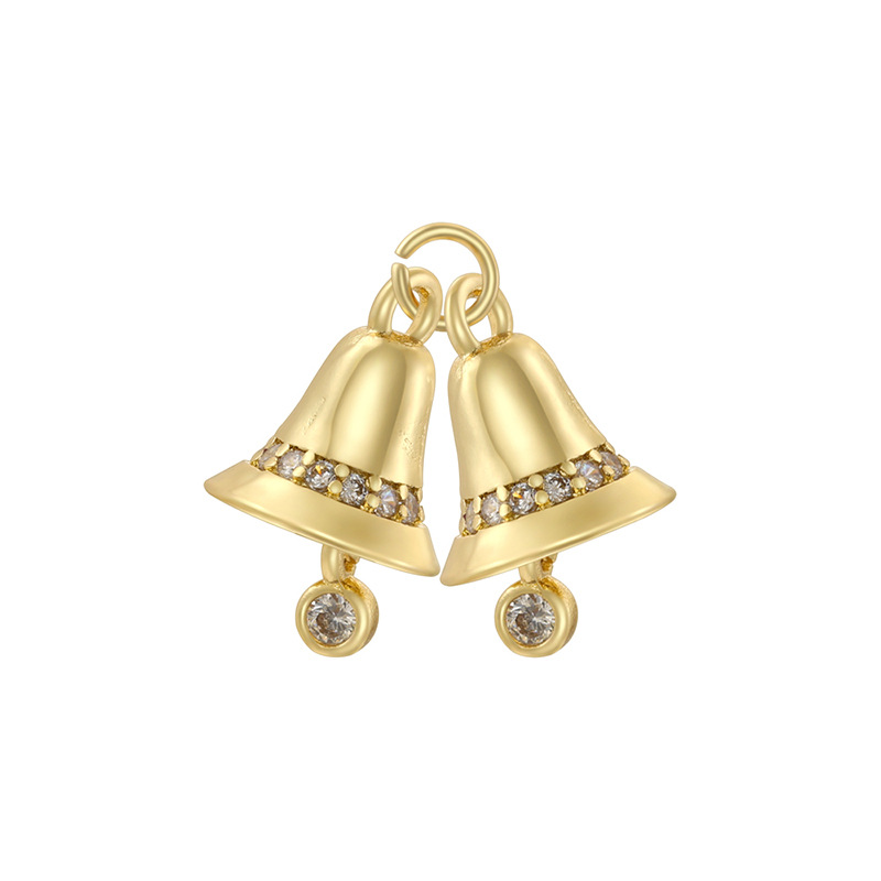 Vd1711 gold white diamond double christmas bells