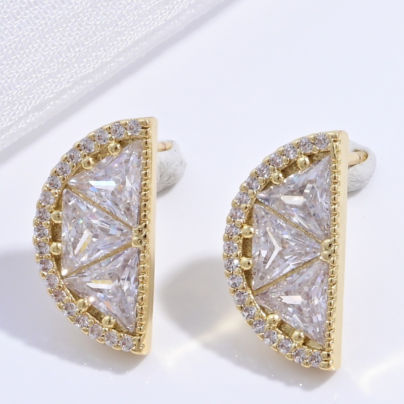 Ve1573 gold white diamond pineapple earrings 1 pair