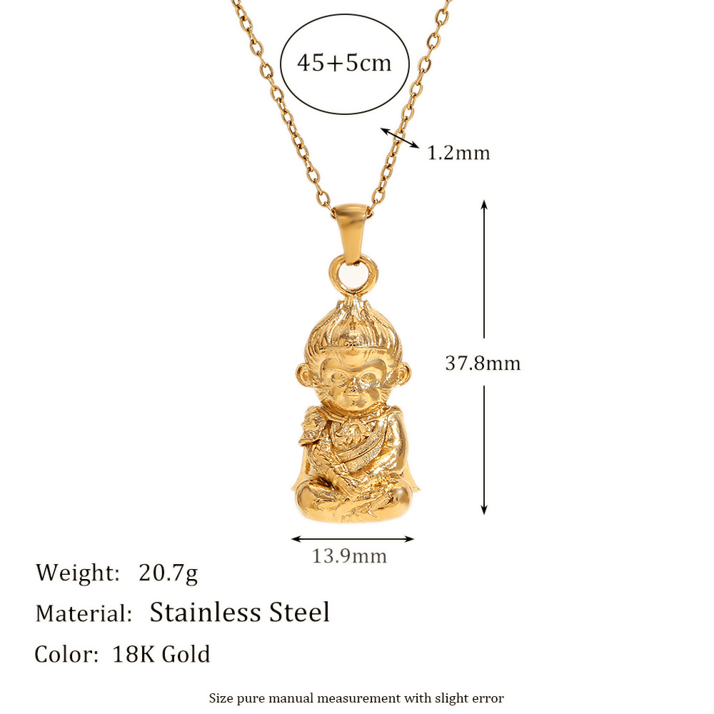 Black mythology goku three-dimensional pendant necklace-gold