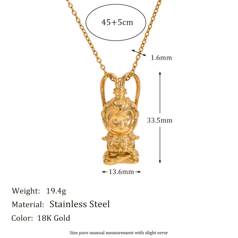 Black myth goku trumpet three-dimensional pendant necklace-gold