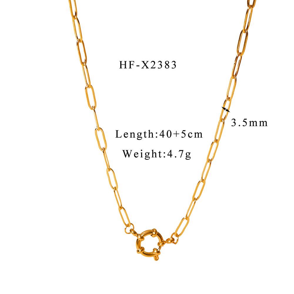 Hf-x2383 paper clip chain necklace