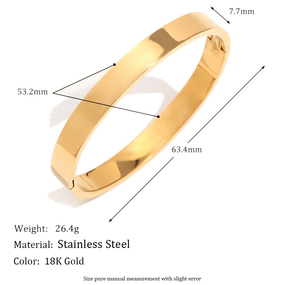 8mm wide simple glossy bracelet-gold