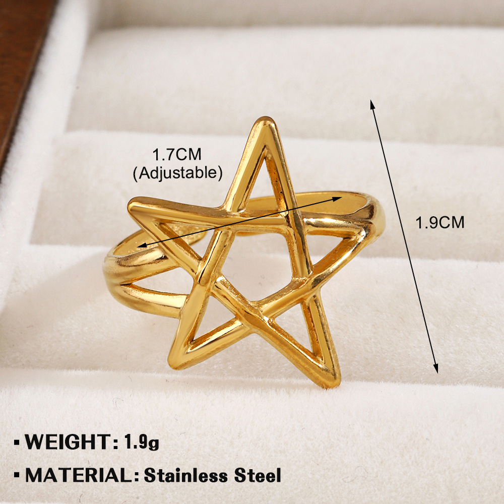 Gold five-pointed star ring