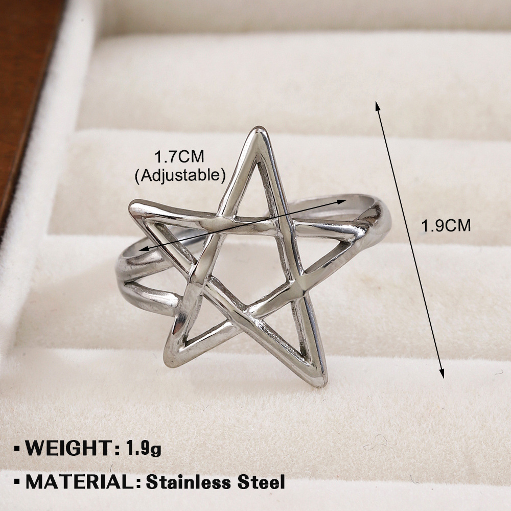 Steel five-pointed star ring