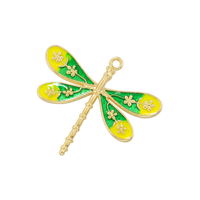 Yellow green dragonfly pendant