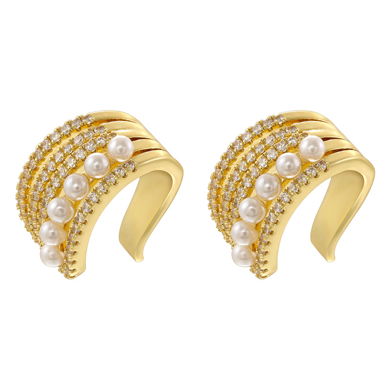 Ve1542 golden c-shaped ear cuff 1 pair