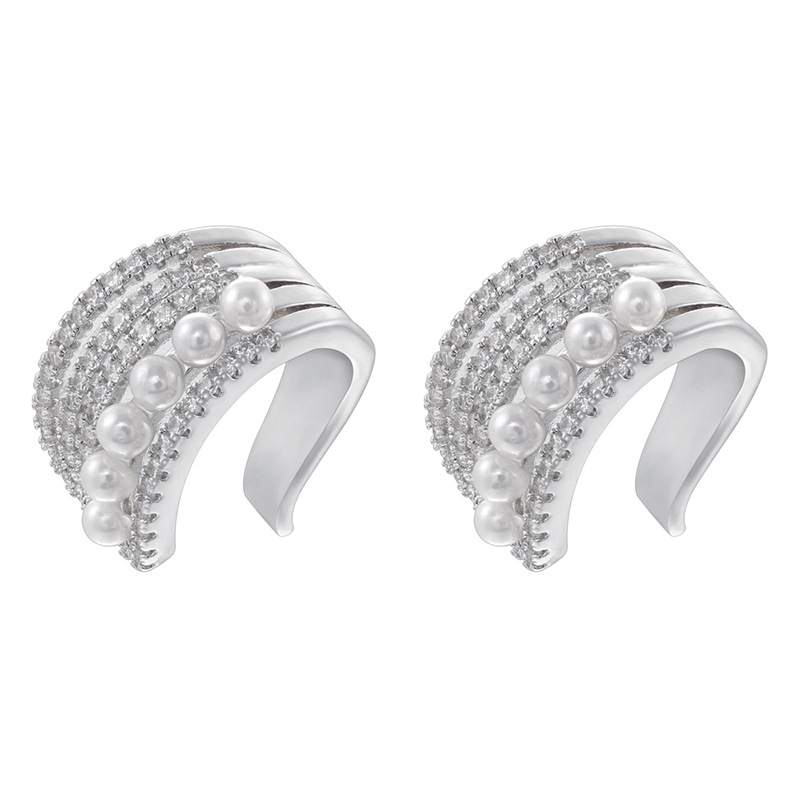 Ve1542 white gold c-shaped ear cuff 1 pair