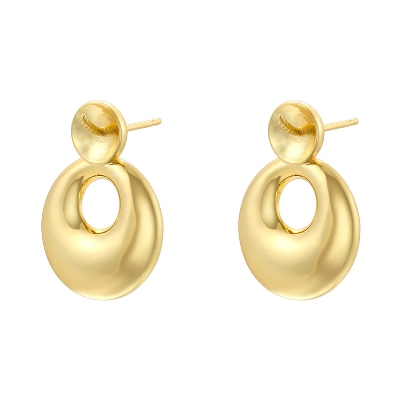 Ve1543 gold oval earrings 1 pair