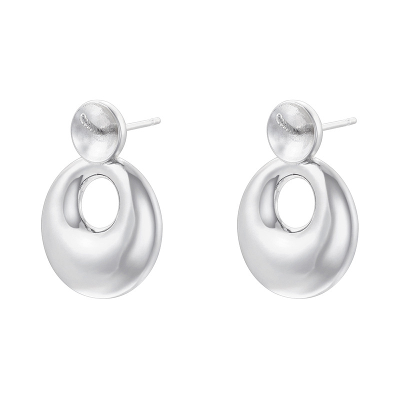 Ve1543 white gold oval earrings 1 pair