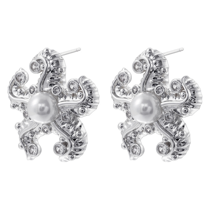 Ve1545 white gold starfish earrings 1 pair