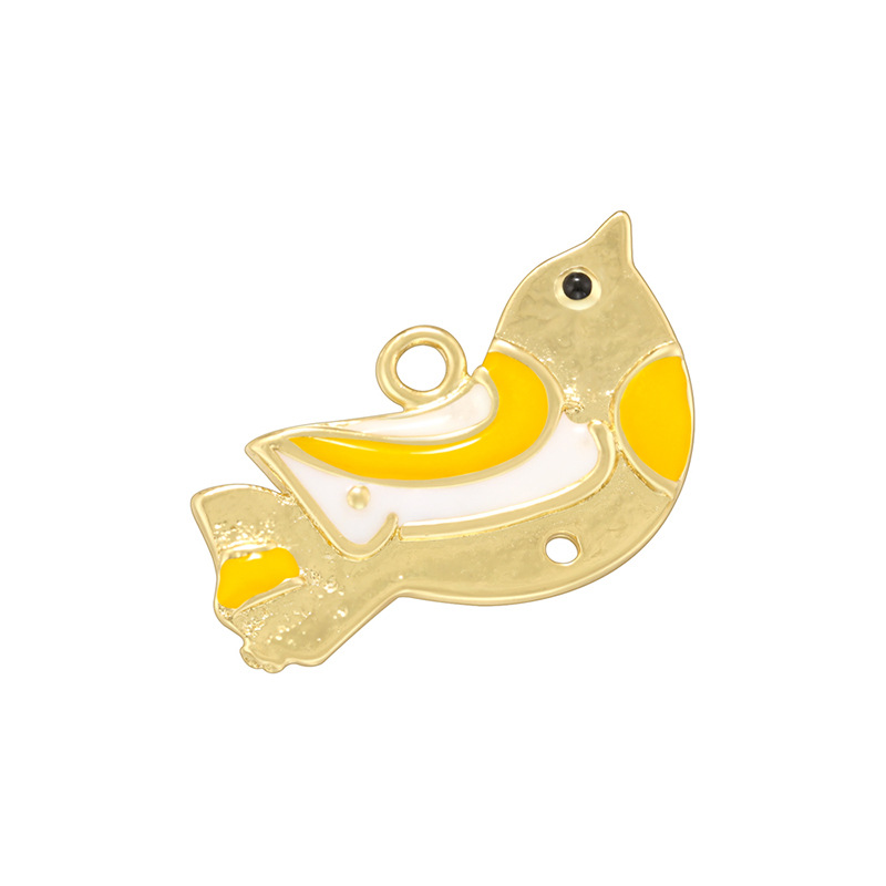 Golden yellow oil dripping bird pendant