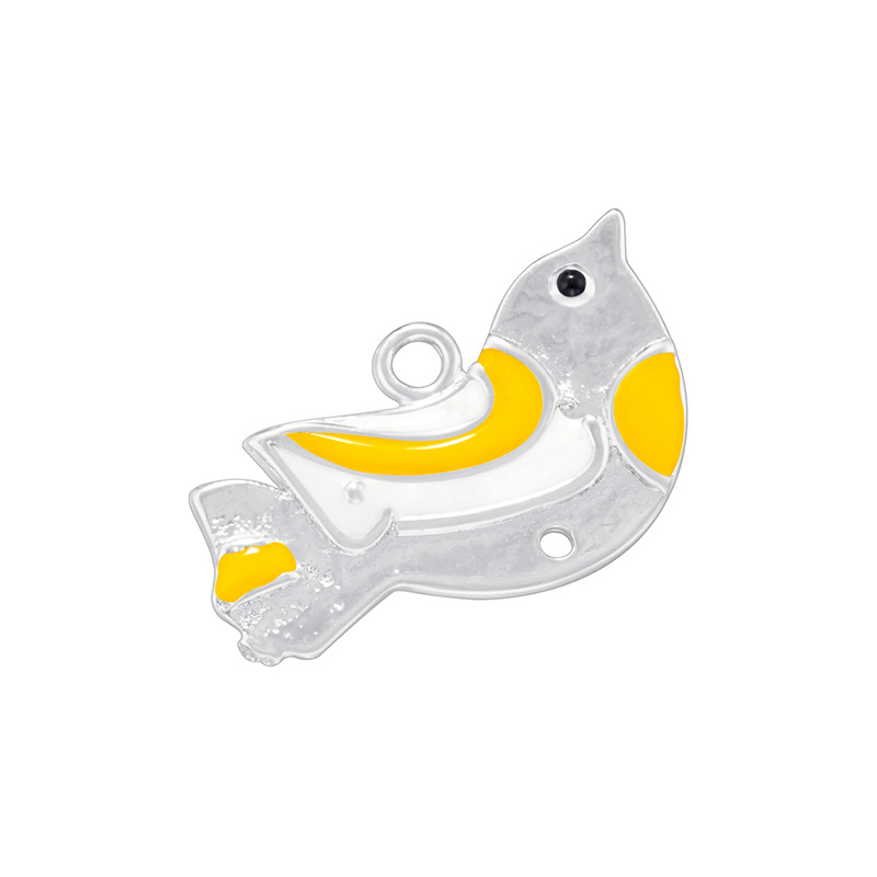 White gold yellow oil drop bird pendant